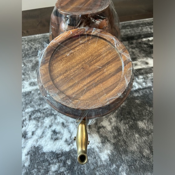 NEW Wooden Barrel Drink Dispenser w Stand & 6 Cups - Picture 9 of 16